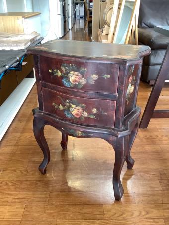 サイドチェスト 猫脚 花柄 ダークブラウン