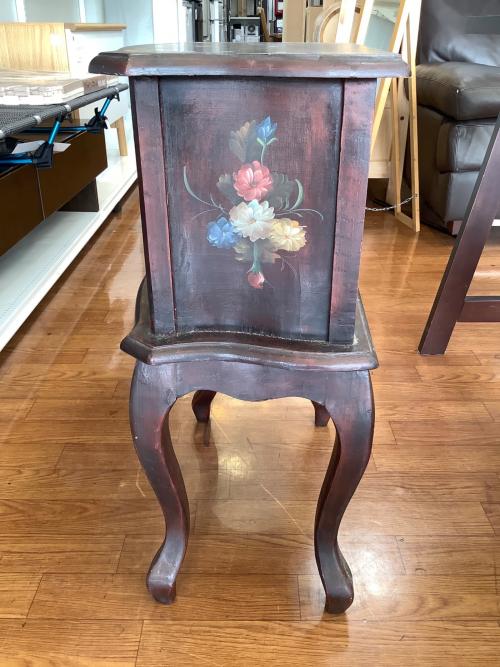 サイドチェスト 猫脚 花柄 ダークブラウン