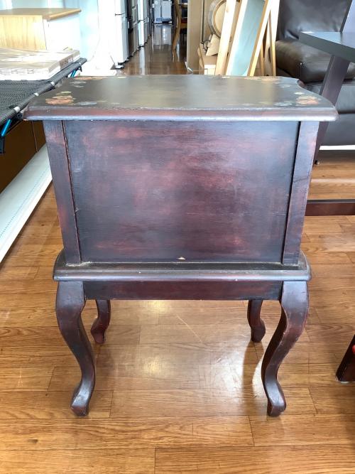 サイドチェスト 猫脚 花柄 ダークブラウン