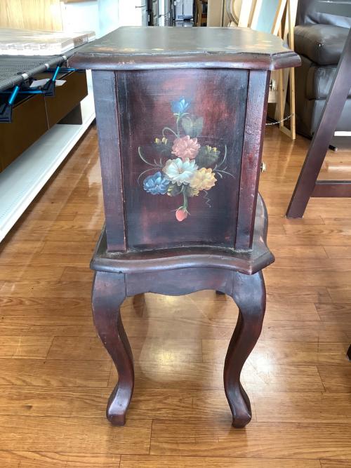 サイドチェスト 猫脚 花柄 ダークブラウン