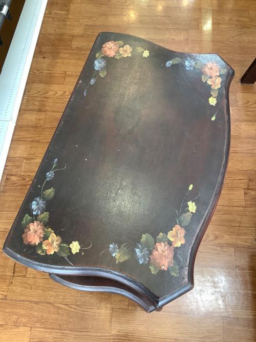 サイドチェスト 猫脚 花柄 ダークブラウン