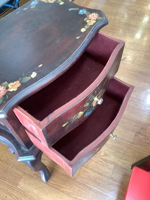 サイドチェスト 猫脚 花柄 ダークブラウン