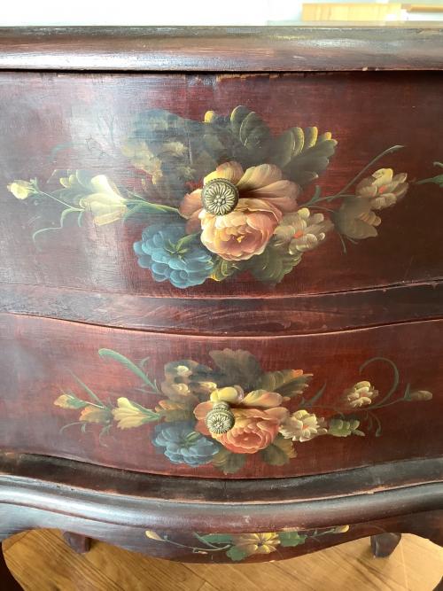 サイドチェスト 猫脚 花柄 ダークブラウン