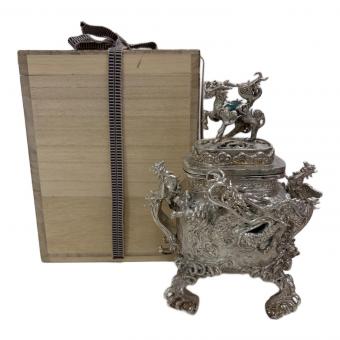 高岡銅器 (タカオカドウキ) 洋銀 香炉 龍の炎 緑青 有