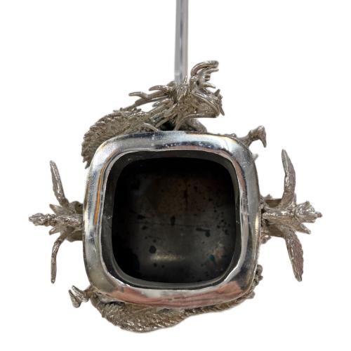 高岡銅器 (タカオカドウキ) 洋銀 香炉 龍の炎 緑青 有