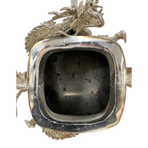 高岡銅器 (タカオカドウキ) 洋銀 香炉 龍の炎 緑青 有