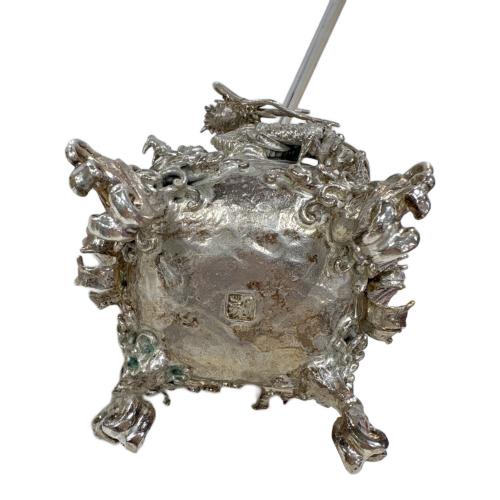 高岡銅器 (タカオカドウキ) 洋銀 香炉 龍の炎 緑青 有