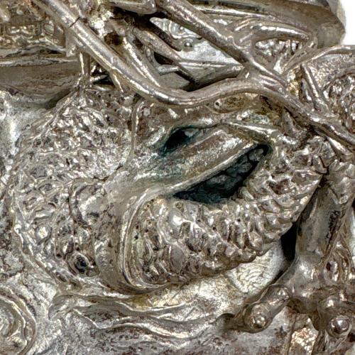 高岡銅器 (タカオカドウキ) 洋銀 香炉 龍の炎 緑青 有