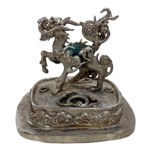 高岡銅器 (タカオカドウキ) 洋銀 香炉 龍の炎 緑青 有