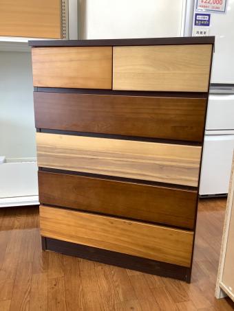 大川家具 (オオカワカグ) 5段チェスト 20160118 109 ナチュラル×ブラウン