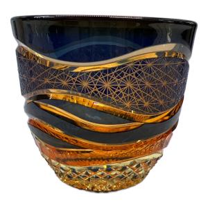Jewel Kiriko カップ 立涌紋様の酒杯 琥珀瑠璃