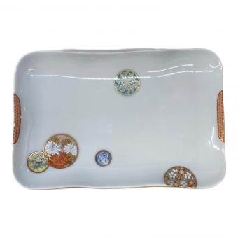 深川製磁 (フカガワセイジ) 角盛皿 寿赤絵