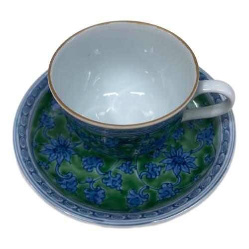 源右衛門窯 (ゲンエモンガマ) カップ&ソーサー グリーン