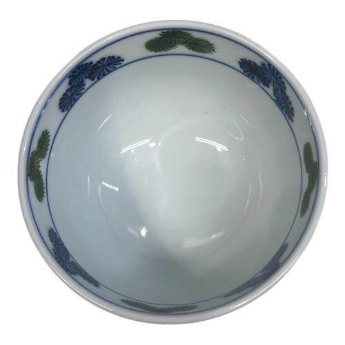 源右衛門窯 (ゲンエモンガマ) 茶碗 染錦松丸紋龍絵飯碗