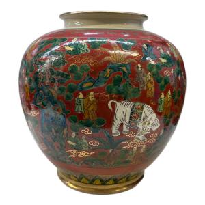 九谷焼 (クタニヤキ) 花瓶 栄峰造 共箱付