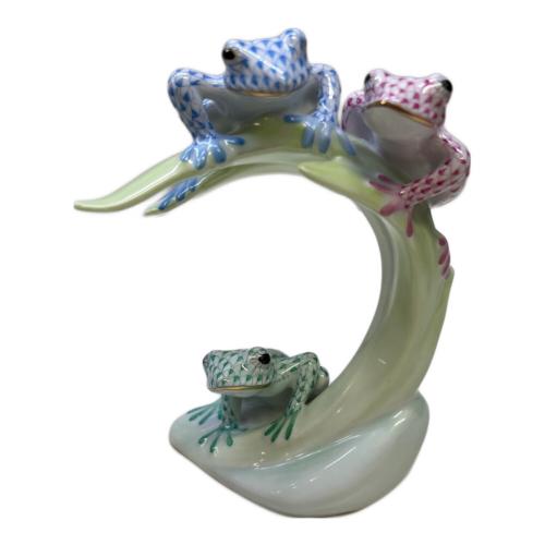 Herend (ヘレンド) 葉っぱの上の3匹の蛙