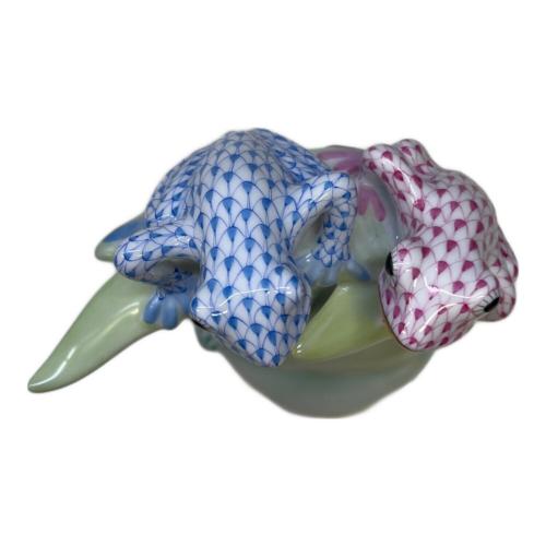 Herend (ヘレンド) 葉っぱの上の3匹の蛙