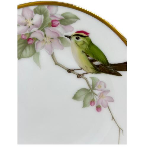 大倉陶園 (オオクラトウエン) ケーキ皿 野鳥シリーズ(キクイタダキ) 5951 17cm