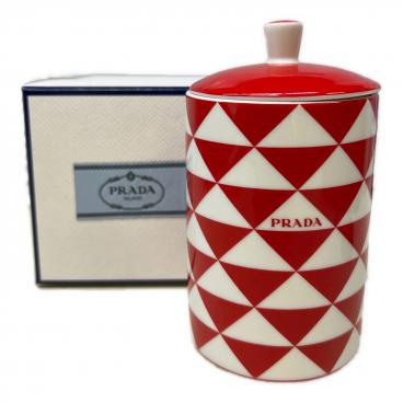 未使用 PRADA プラダ レッド キャンドルホルダー アロマキャンドル 蓋付 PRADA - 未使用 PRADA プラダ レッド キャンドルホルダー アロマ