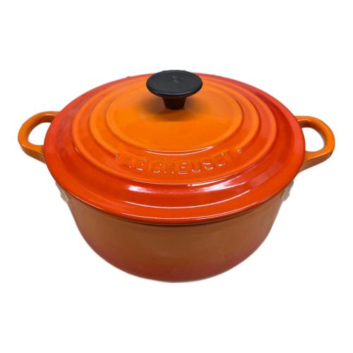 LE CREUSET (ルクルーゼ) 両手鍋 箱劣化有 20cm オレンジ ココット・ロンド