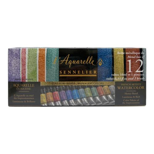 Sennelier (セヌリエ) 透明水彩絵具 イリディセントカラー12色セット