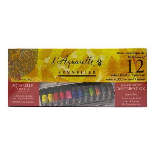 Sennelier 透明水彩絵具 チューブ 12色セット