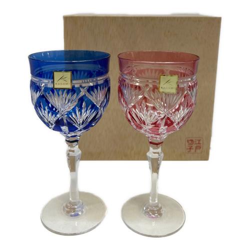 KAGAMI CRYSTAL (カガミクリスタル) 葡萄酒杯 江戸切子 2620 笹っ葉紋