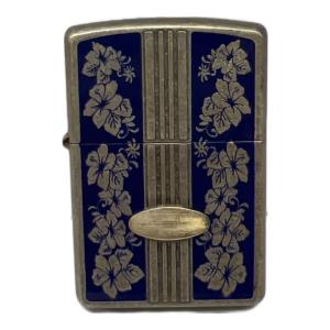 ZIPPO (ジッポ) オイルライター 2002年製 ハイビスカス ネイビー