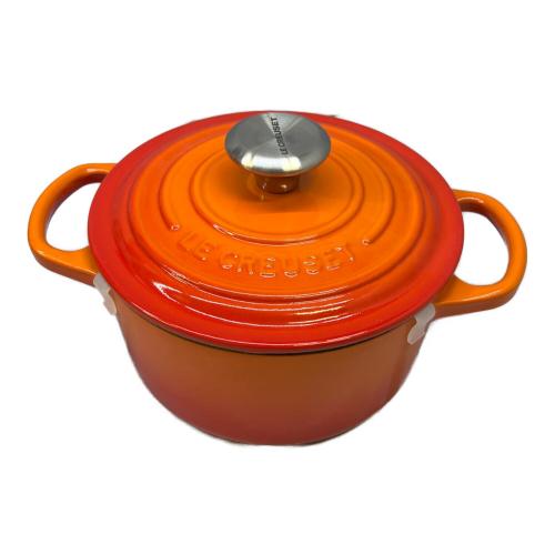 LE CREUSET (ルクルーゼ) シグニチャー ココット・ロンド 16cm オレンジ (シルバーツマミ) オレンジ
