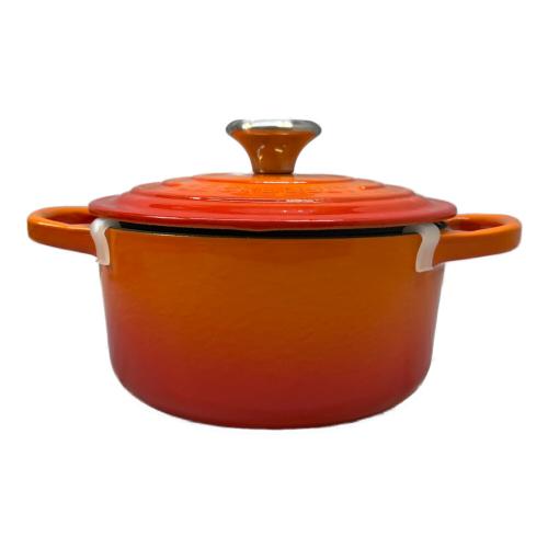 LE CREUSET (ルクルーゼ) シグニチャー ココット・ロンド 16cm オレンジ (シルバーツマミ) オレンジ
