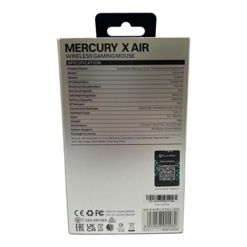 Gravastar (グラバスター) マウス Mercury X Air 2026年製