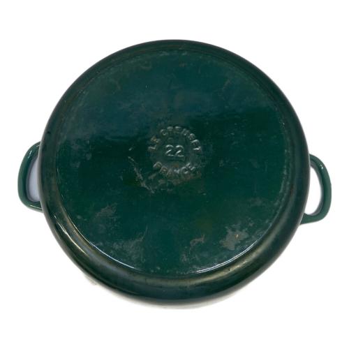 LE CREUSET (ルクルーゼ) 両手鍋 22cm グリーン シグニチャー ココットロンド