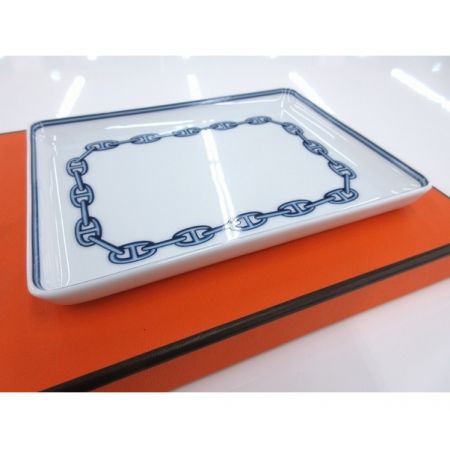 HERMES (エルメス) スクエアプレート 未使用品 シェーヌダンクルブルー