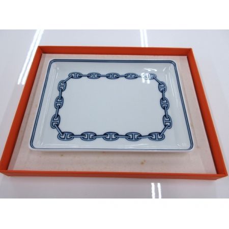 HERMES (エルメス) スクエアプレート 未使用品 シェーヌダンクルブルー