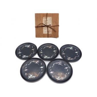 海市商會 螺鈿漆器 雲竜 5Pセット