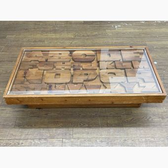 Knot antiques (ノットアンティークス) ローテーブル ライトブラウン  ガラス天板  ABC CENTERTABLE