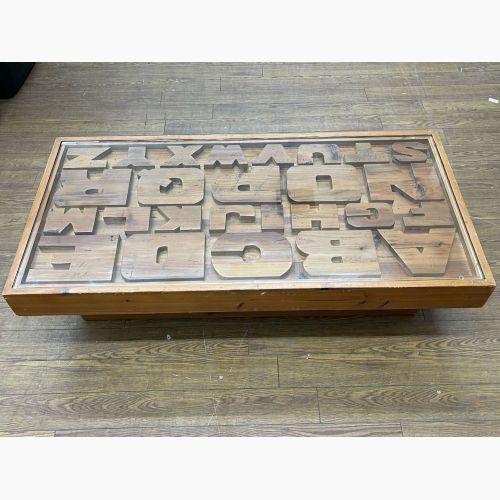 Knot antiques (ノットアンティークス) ローテーブル ライトブラウン  ガラス天板  ABC CENTERTABLE