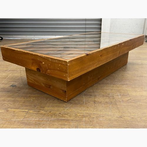 Knot antiques (ノットアンティークス) ローテーブル ライトブラウン  ガラス天板  ABC CENTERTABLE