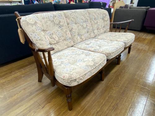 karimoku (カリモク) 3人掛けソファー ブラウン×マルチカラー 花柄 コロニアル