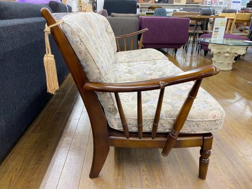 karimoku (カリモク) 3人掛けソファー ブラウン×マルチカラー 花柄 コロニアル