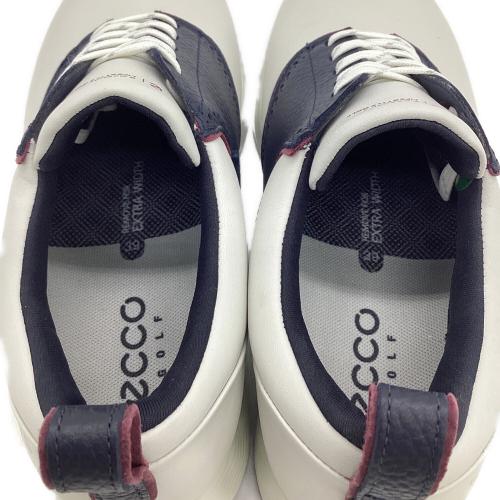 ECCO (エコー) メンズ レザーウォータープルーフゴルフシューズ 24.5㎝ ホワイト/マリーン