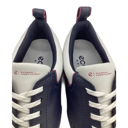 ECCO (エコー) メンズ レザーウォータープルーフゴルフシューズ 24.5㎝ ホワイト/マリーン