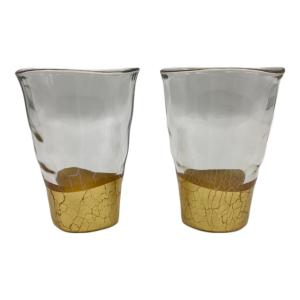箔一 (ハクイチ) 貫入 一口グラス 2個セット