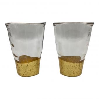 箔一 (ハクイチ) 貫入 一口グラス 2個セット