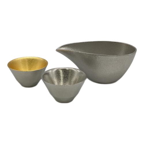 能作 (ノウサク) 酒器揃 片口-小・盃-喜器-2 錫・金箔セット