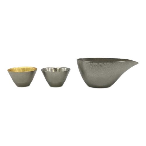 能作 (ノウサク) 酒器揃 片口-小・盃-喜器-2 錫・金箔セット