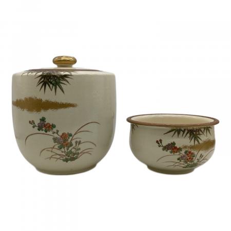 F1156 仁清 菊唐草文 巻物 香炉 巾25cm 茶道具 鳴滝窯（ナルタキガマ）茶道具 仁清写竹林文 皆具 城岳作｜トレファク