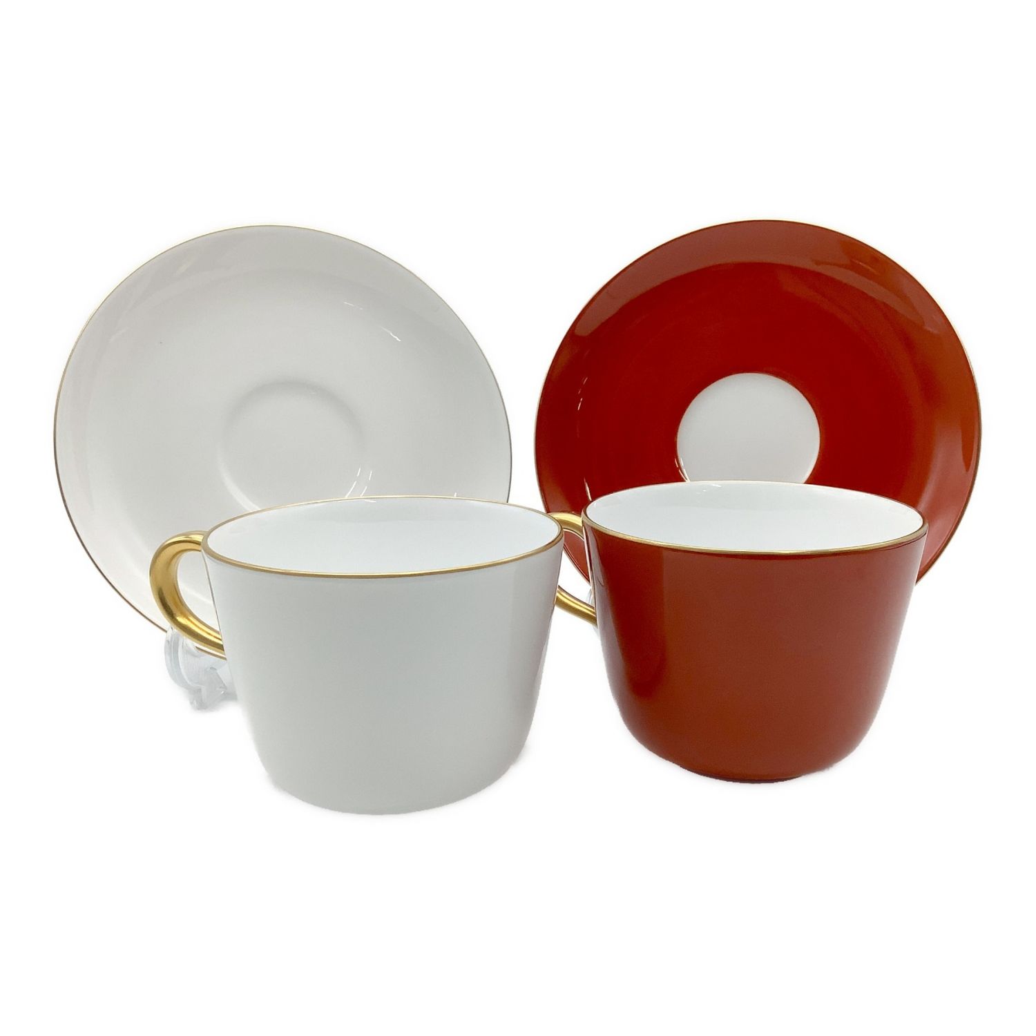 日本正規取扱店 大倉陶園　紅白　モーニングカップ&ソーサーペアセット 食器