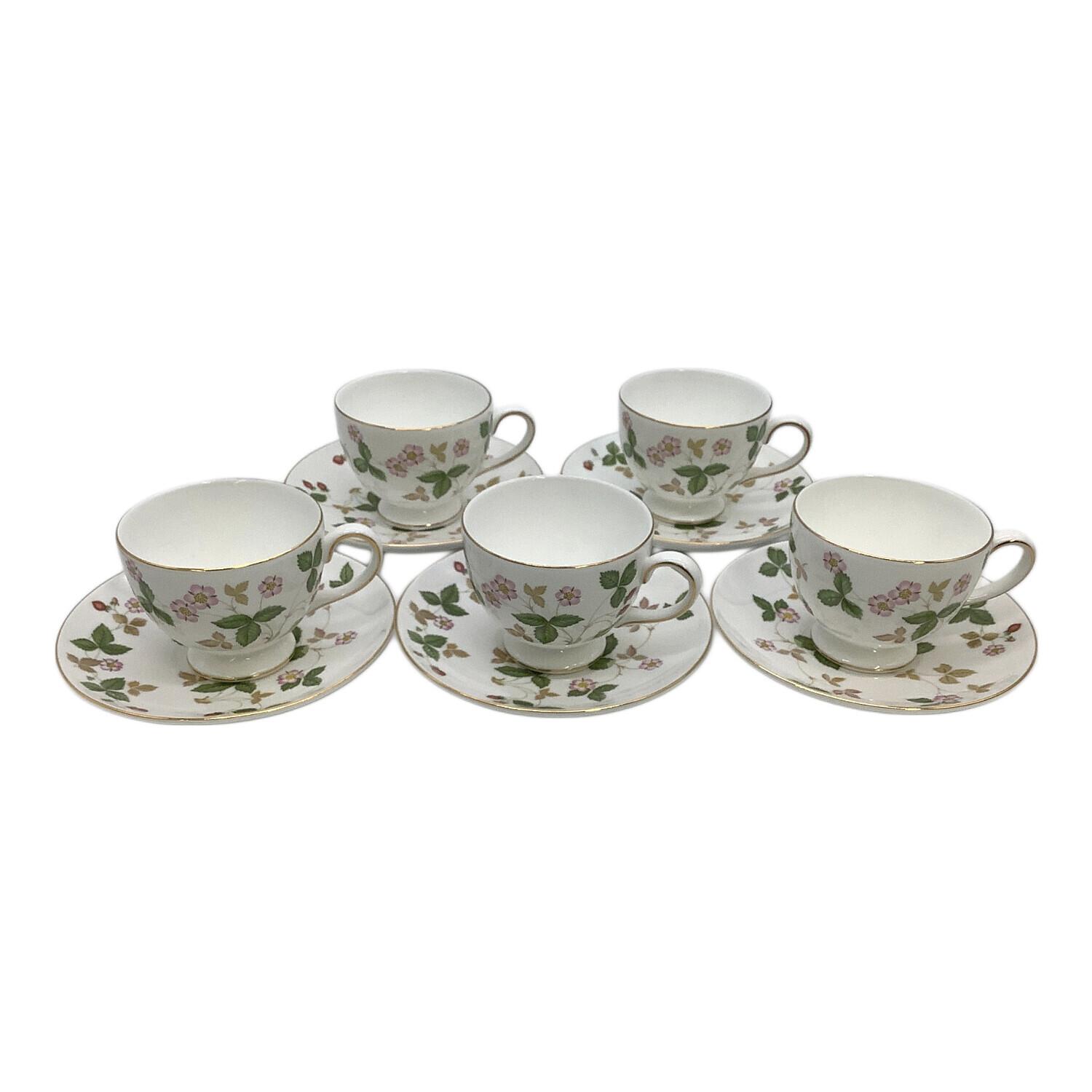 【美品】ウェッジウッド　ワイルドストロベリー　デザートプレート15.3 黒壺5枚 美品】ウェッジウッド ワイルドストロベリー デザートプレート15.3 黒