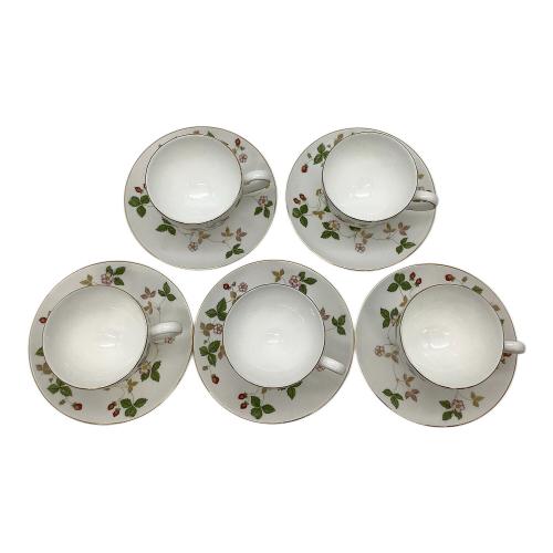 Wedgwood (ウェッジウッド) カップ&ソーサー 黒壺 ワイルドストロベリー 5Pセット